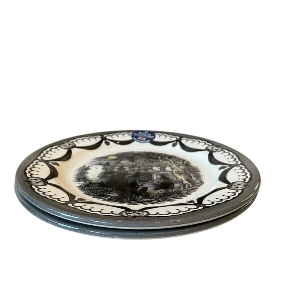 Royal Stafford Halloween Salad Plates 8.5in Porcelain Set of 2 Spooky Boo New - Picture 14 of 15